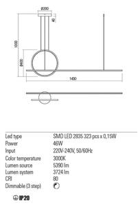 Redo 01-1734 - LED Димируем пендел GIOTTO LED/46W/230V бял