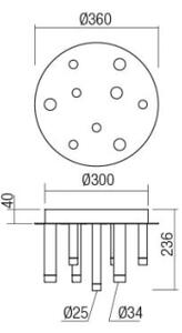 Redo 01-2039 - LED Плафониера MADISON 9xLED/4W/230V златист