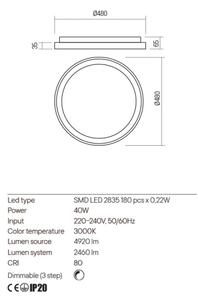 Redo 01-2667 - LED Димируем плафон ICONIC LED/40W/230V Ø 48 см златист