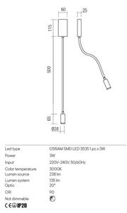 Redo 01-2755 - LED Аплик WALLIE LED/3W/230V USB CRI 90 черен