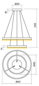 Redo 01-2889 - LED Димируем пендел FEBE LED/62W/230V златист