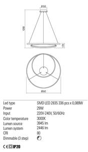 Redo 01-1793 - LED Димируем пендел TORSION LED/29W/230V бял