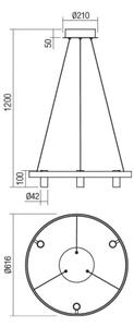 Redo 01-2490 - LED Пендел SUMMIT LED/38W/230V CRI 90 златист