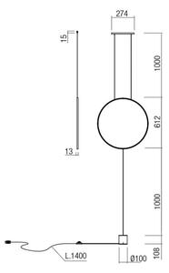 Redo 01-2197 - LED Лампион SLICK LED/19W/230V черен