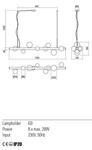 Redo 01-2376 - Пендел GOJI 8xG9/28W/230V златист