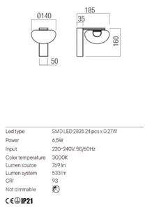 Redo 01-3241 - LED аплик SINCLAIR LED/6,5W/230V CRI 93 IP21 златист