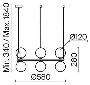 Maytoni MOD013PL-06BS1 - Пендел RING 6xG9/25W/230V месинг