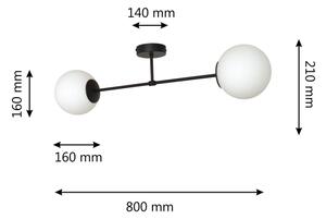 Полилей за повърхностен монтаж MOON 2xE27/15W/230V черен