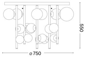 Ideal Lux - LED Полилей PERLAGE 18xG9/3W/230V златист