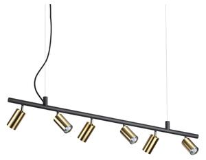 Ideal Lux - LED Пендел DYNAMITE 6xGU10/7W/230V черен/месинг