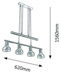 Rabalux 5560 - Полилей на верижка HOLLY 4xE14/40W/230V лъскав хром