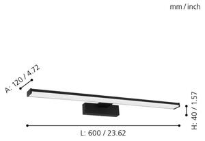 Eglo 780431 - LED Лампа за огледало в баня BETETA 11W/230V 60 cm IP44 черен
