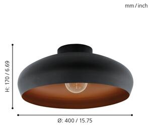 Eglo 55248 - Плафон MOGANO 1xE27/60W/230V черен