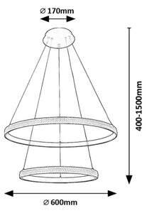 Rabalux 72259 - LED Пендел GRETE LED/60W/230V 3000K