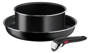 Tefal - Комплект готварски съдове 3 бр. INGENIO EASY COOK & CLEAN BLACK