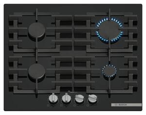 Газов плот за вграждане Bosch PPP6A6I40, 4 нагревателни зони, FlameSelect, черен