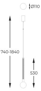 Zuma Line P0583-01A-2GHF - Пендел MIDA 1xG9/6W/230V месинг