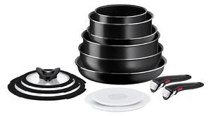 Tefal - Комплект готварски съдове 13 бр. INGENIO EASY COOK & CLEAN BLACK