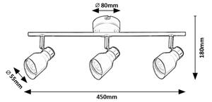Rabalux 73049 - Спот LILOU 3xGU10/25W/230V
