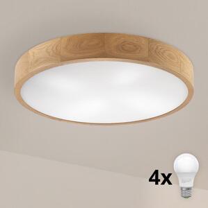Brilagi - LED таванен плафон CARVALHO 4x E27/60W/230V, дъб, Ø 57,5 cm
