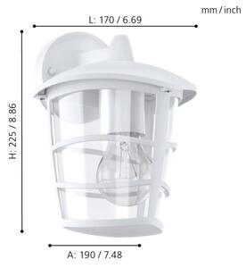 Eglo 93095 - LED Екстериорен аплик ALORIA 1xE27/8,5W/230V IP44