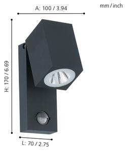 Eglo 96287 - LED Екстериорна Стенна лампа на сензор SAKEDA LED/5W/230V IP44