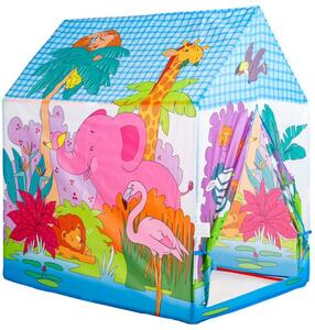 Шатра тип "вигвам", детска шатра за стаята и градината - цветен мотив ZOO