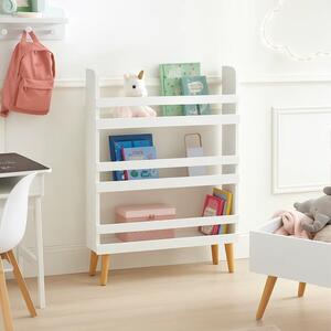 Детски рафт за играчки и книги - бял, 3 рафта