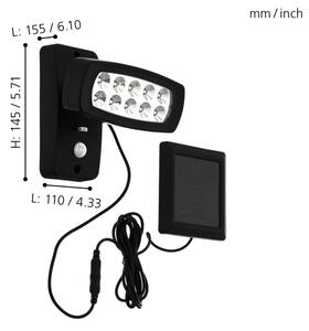 Eglo 98187 - LED Соларен аплик със сензор PALIZZI LED/1,2V IP44