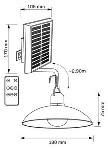 LED Соларна лампа CELINA LED/1,8W/3,7V IP44 + дистанционно управление