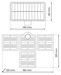 LED Соларен прожектор със сензори за движение и за здрач 30W/3,7V 2400 mAh IP47+ д.у