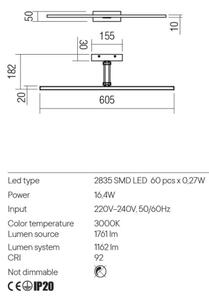 Redo 01-3462 - LED Лампа за картина LINEAR LED/8W/230V 60,5 см CRI 92 бял