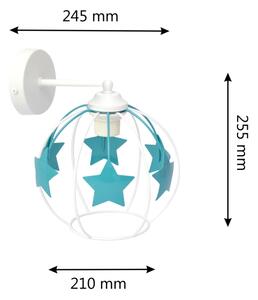 Детски аплик STARS 1xE27/15W/230V тюркоаз/бял