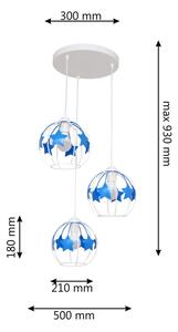Детски пендел STARS 3xE27/15W/230V син/бял