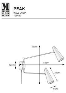 Markslöjd 108690 - Аплик PEAK 2xE14/40W/230V черен