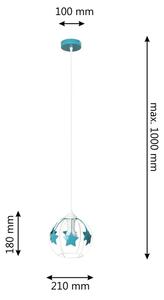 Детски пендел STARS 1xE27/15W/230V тюркоаз/бял