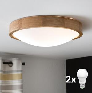 Brilagi - LED Плафониера CARVALHO SLIM 2xE27/60W/230V дъб Ø 37 см