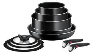 Tefal - Комплект готварски съдове 10 бр. INGENIO EASY COOK & CLEAN BLACK