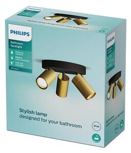 Philips - Спот за баня IDRIS 3xGU10/5W/230V IP44 черен/златист