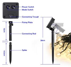 Brilagi- LED Solar декоративни лампички BUBBLE 200xLED/8 функции 20 м IP65 топло бял