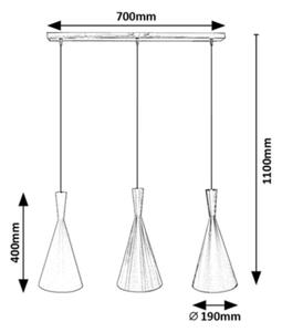Rabalux 5312 - Пендел TRINCOLA 3xE27/40W/230V