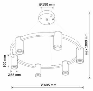 Пендел ПАРИЖ 6xGU10/12W/230V черен