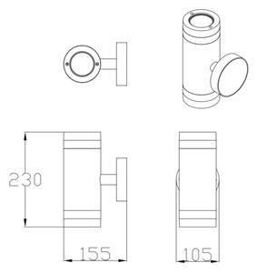 Екстериорен аплик RINO 2xGU10/12W/230V IP54 черен