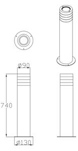 Екстериорна лампа RINO 1xE27/12W/230V IP54 74 см черен