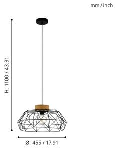 Eglo 44089 - Пендел PADSTOW 1xE27/60W/230V - FSC сертифицирано