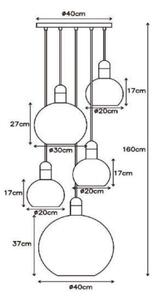 Lucide 34438/05/61 - Пендел JULIUS 5xE27/40W/230V