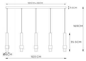 Lucide 24402/30/30 -LED Димируем пендел MARGARY 5xLED/4,2W/230V черен