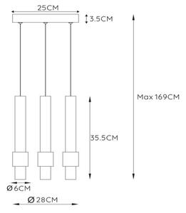 Lucide 24402/15/30 - LED Димируем пендел MARGARY 3xLED/4W/230V черен