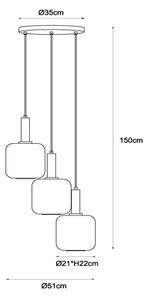 Lucide 45405/13/30 - Пендел ELOISE 3xE27/40W/230V черен