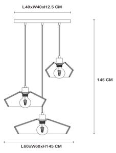 Lucide 10413/03/72 - Пендел YUNKAI 3xE27/60W/230V кафяв